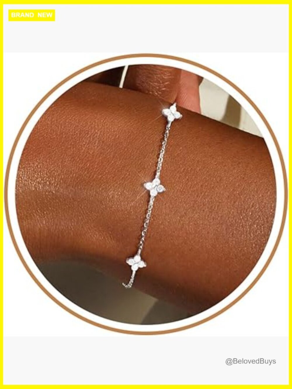 14K Gold Plated CZ Charm Bracelet Stackable Link Bracelet